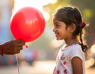 happy girl with balloons