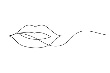 Minimalist line drawing of female lips on a clean background