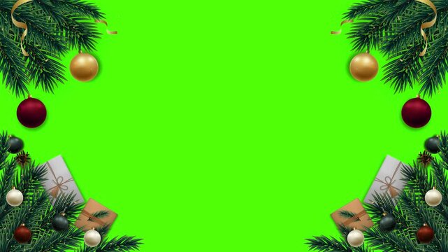 Christmas Shiny Glitter Background Frame Green Screen Loop