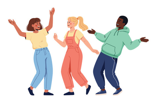 Diverse young friends dancing and enjoying together