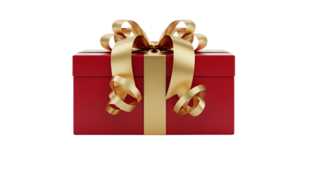 Red Gift Box with Large Gold Ribbon and Bow