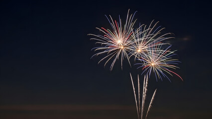 Spectacular fireworks illuminate the night sky, celebrating freedom, joy, and unforgettable moments during festive occasions and national holidays