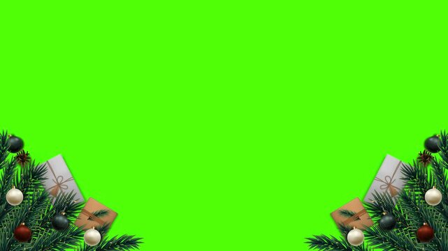Luxury Christmas Frame Gold Gifts Greenscreen Animation Loop