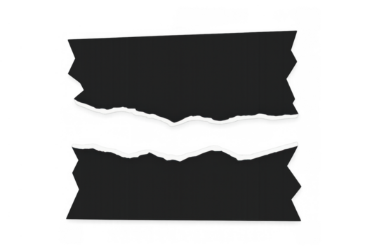 Ripped black paper sheet creating a torn edge effect, separating elements with transparent background providing copy space - Powered by Adobe