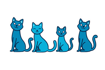 set of  cartoon Cat sitting and stretching vector illustration isolated on white background