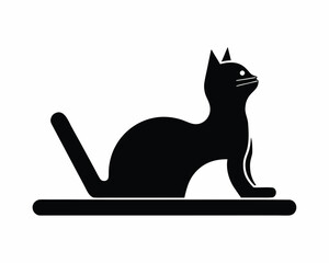 Cat sitting and stretching icon silhouette vector illustration isolated on white background