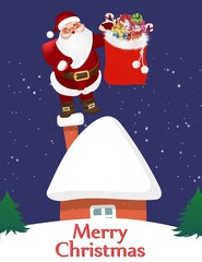 Composition with house and Santa for Christmas,