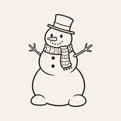 Snowman christmas hand drawn illustration