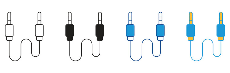 AUX cable icon Set Multiple Style Collection. Vector illustration.