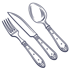 Classic cutlery set illustration with fork knife and spoon