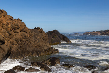 Rocky shoreline along the Oregon Coast.