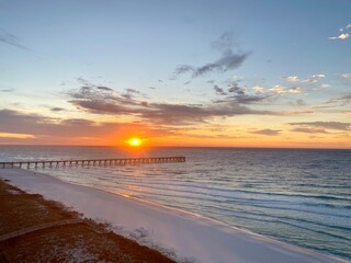 Sunrise over pier