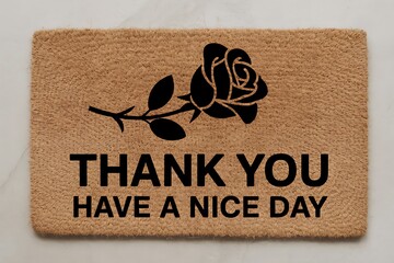 Rustic wooden sign with a rose graphic and thank you message