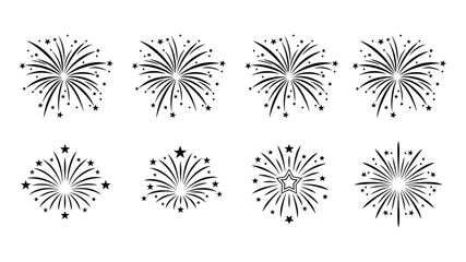 set of FIREWORK template flat design, for new year card or christmas