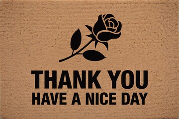 Thank you have a nice day message with rose silhouette on wood texture