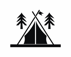 Camping tent silhouette vector illustration isolated on white background