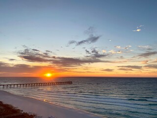 Sunrise over pier