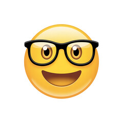 Yellow vector happy smiley face emoticon illustration with funny expression and cool glasses character design