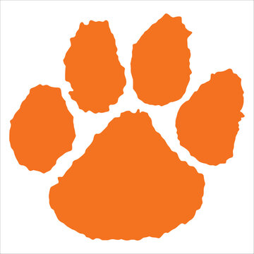 Orange Tiger Paw Print Sports Icon