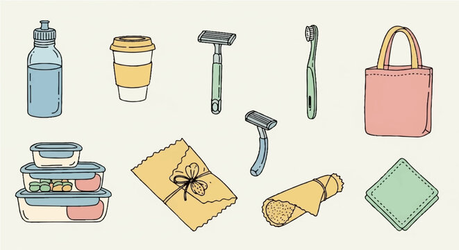 Sustainable living essentials for a zero-waste lifestyle reusable items for daily use