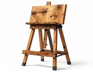 Wooden easel for displaying art or holding canvas, against a white backdrop