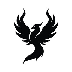 Phoenix Bird Epic Flame Winged Creature Symbolizing Fiery Rebirth Line Art Vector illustration