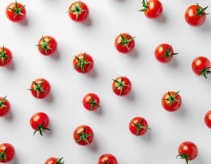 Fototapeta premium Cherry tomato frame on white background