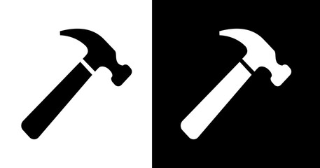 black and white illustration of hammer icon