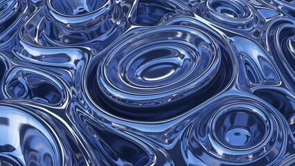 Abstract Blue Liquid Metal Wavy Surface Background perfect for website background, presentation slides, technology blogs, graphic design, advertising, desktop