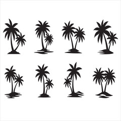 Fototapeta premium Palm tree silhouettes collection representing tropical islands