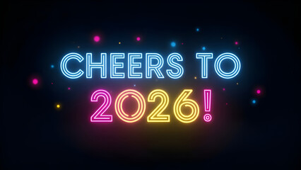 Neon Text 2026 Colorful Bright Luminous Glow Dark Background