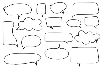 Fototapeta premium Retro empty comic speech bubbles set with black halftone shadows. Vintage design, pop art style - stock vector. 