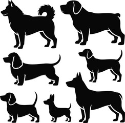 Dog Silhouette Vector Set – Multiple Dog Breed Black Silhouettes