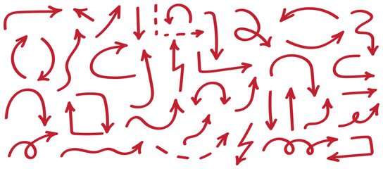 Arrows set of red icons. Arrow icon. Arrow vector collection. Arrow. Cursor. Modern simple arrows. Vector illustration.