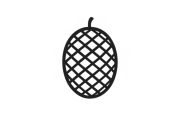 Pine cone hand drawn line art illustration in black and white, featuring a simple style icon, transparent background