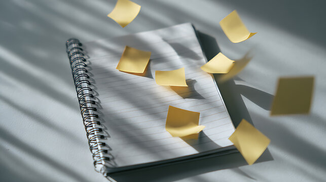 Notepad With Yellow Notes Flying