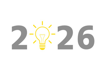 2026 design with light bulb icon on white background