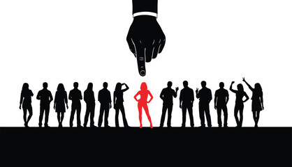 Leadership selection concept, standout candidate, recruitment, individuality, recognition, human resources, career choice, hiring process, decision making, flat vector