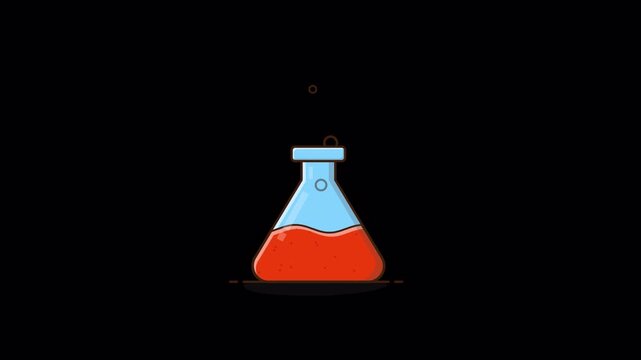 Erlenmeyer Flask with Liquid Concept Animation Video - Transparent