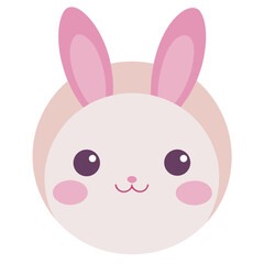 Adorable pastel kawaii bunny face illustration with cute rounded features