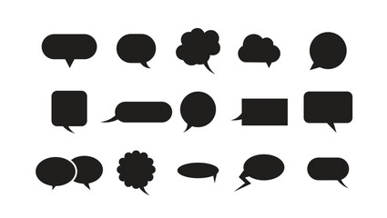 Collection of comic speech bubbles, chat boxes, and message balloons in various doodle styles for communication, quotes, and ideas, isolated on white background vector illustration.