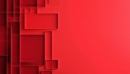 Abstract digital red and white wall background pattern with geometric 3D cubes for technology business banner design