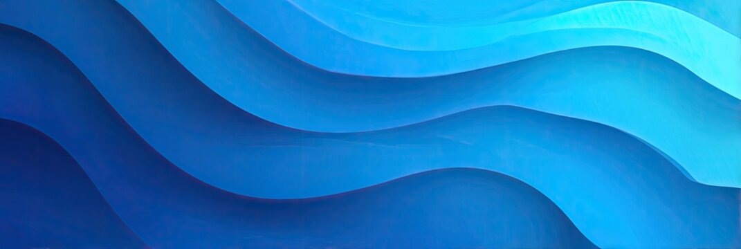 Abstract image of layered blue waves in varying shades - Powered by Adobe