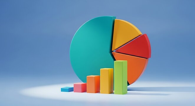 Colorful Data Visualization with Pie and Bar Charts for Business Analysis
