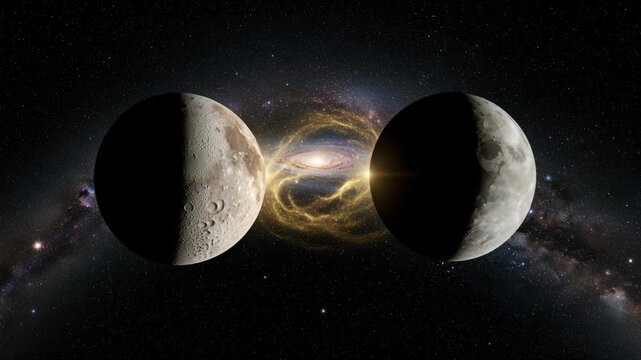 Cosmic Encounter Two Planets Approaching Galactic Core Nebula Starfield Background Celestial vector illustration EPS file download.

