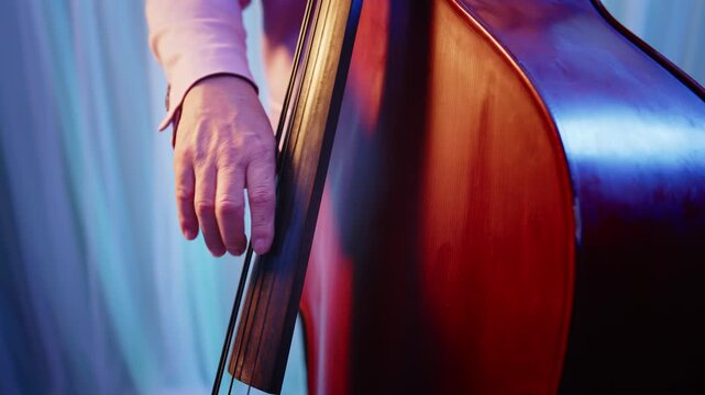 コントラバスを弾いている人の手元の超クローズアップ6