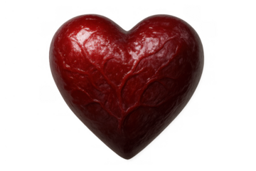 Human heart visual, anatomical representation showing blood vessels and veins for biology and medical concepts