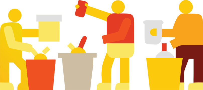 Eco-conscious team sorting recycling into bins for a sustainable future project