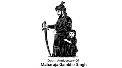 Maharaja Gambhir Singh Death Anniversary Commemoration Illustration.