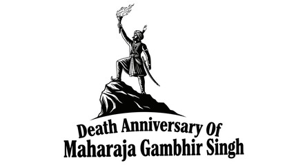 Statue of Maharaja Gambhir Singh holding a torch aloft.